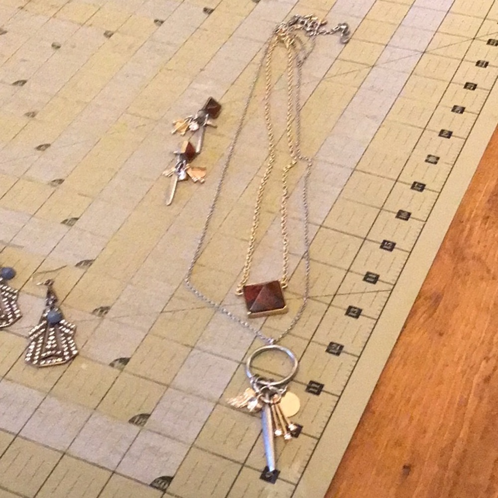 CAbi Pyramid Charm Necklace/Earrings PLUS Chelsea Charm Necklace/Earring Charms